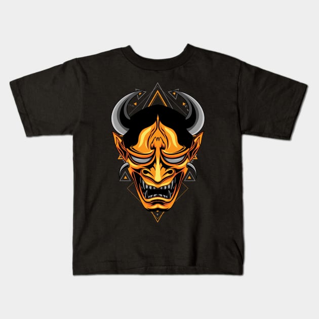 hanya oni mask Kids T-Shirt by SHINIGAMII